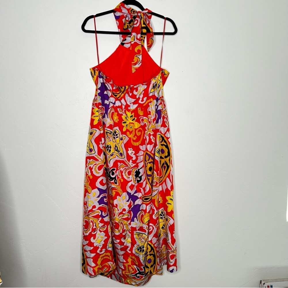 NWT J Crew Silk Midi Sarong Dress in Painted Paisley Orange SZ 10 Cocktail Dress - Picture 4 of 14
